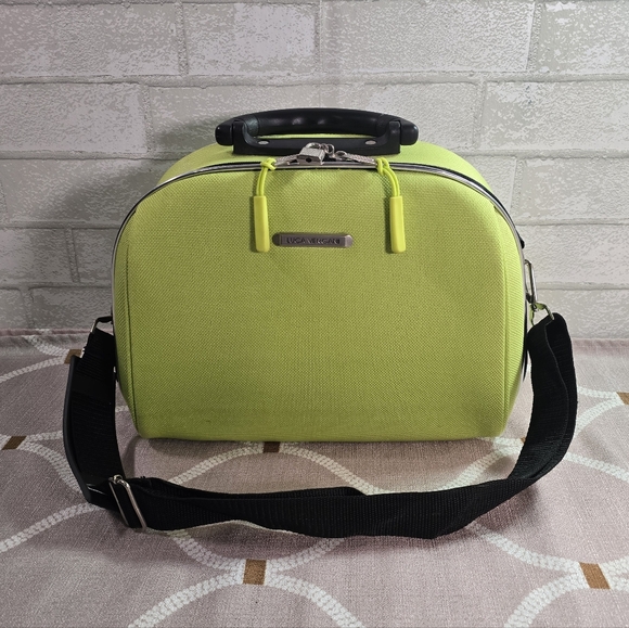 Luca Vergani Lime Green Dome Travel Vacation Bag Makeup Cosmetic Hard Case - Picture 1 of 11